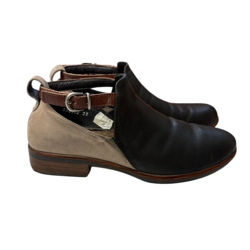 Naot Kamsin Women's Two Tone Leather Ankle Strap‎ Cutout Booties Size 38